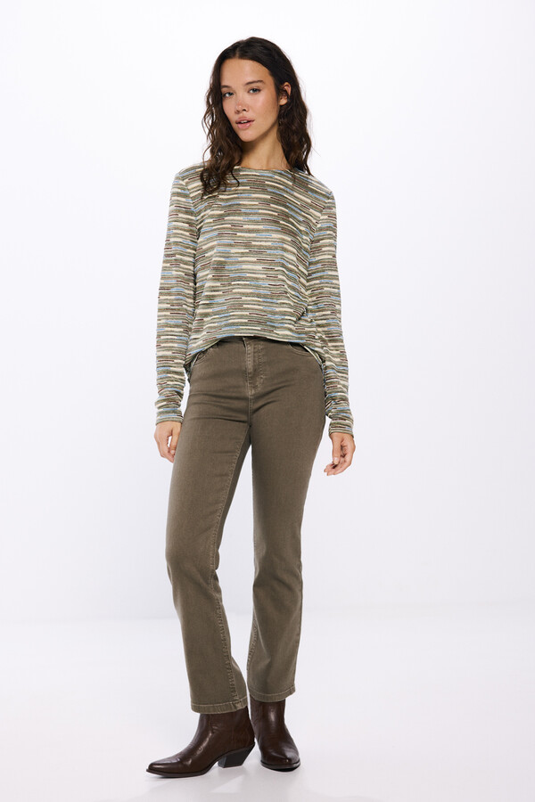 Springfield Playera estructura rayas beige