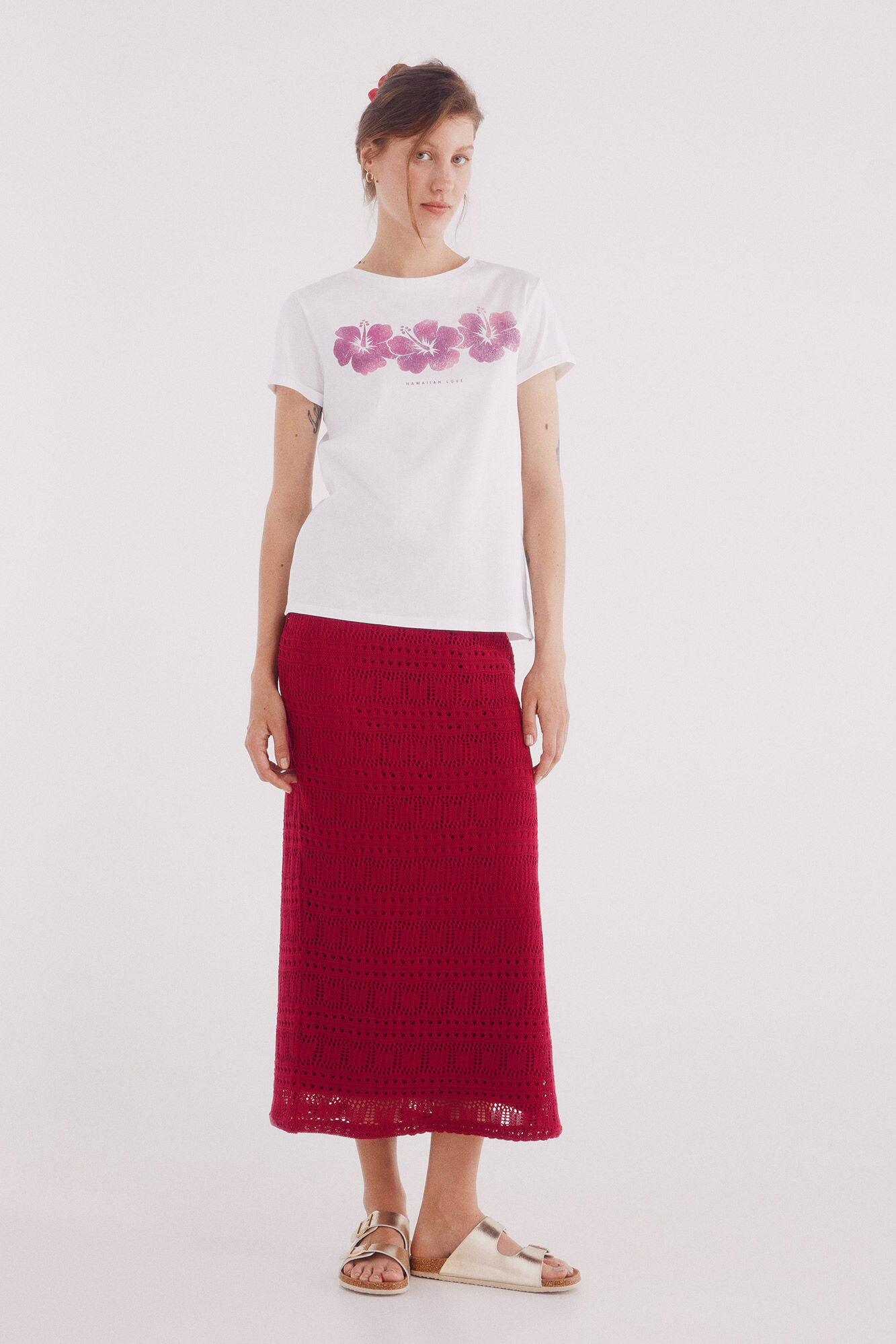 Springfield Playera gr&aacute;fica flor marfil