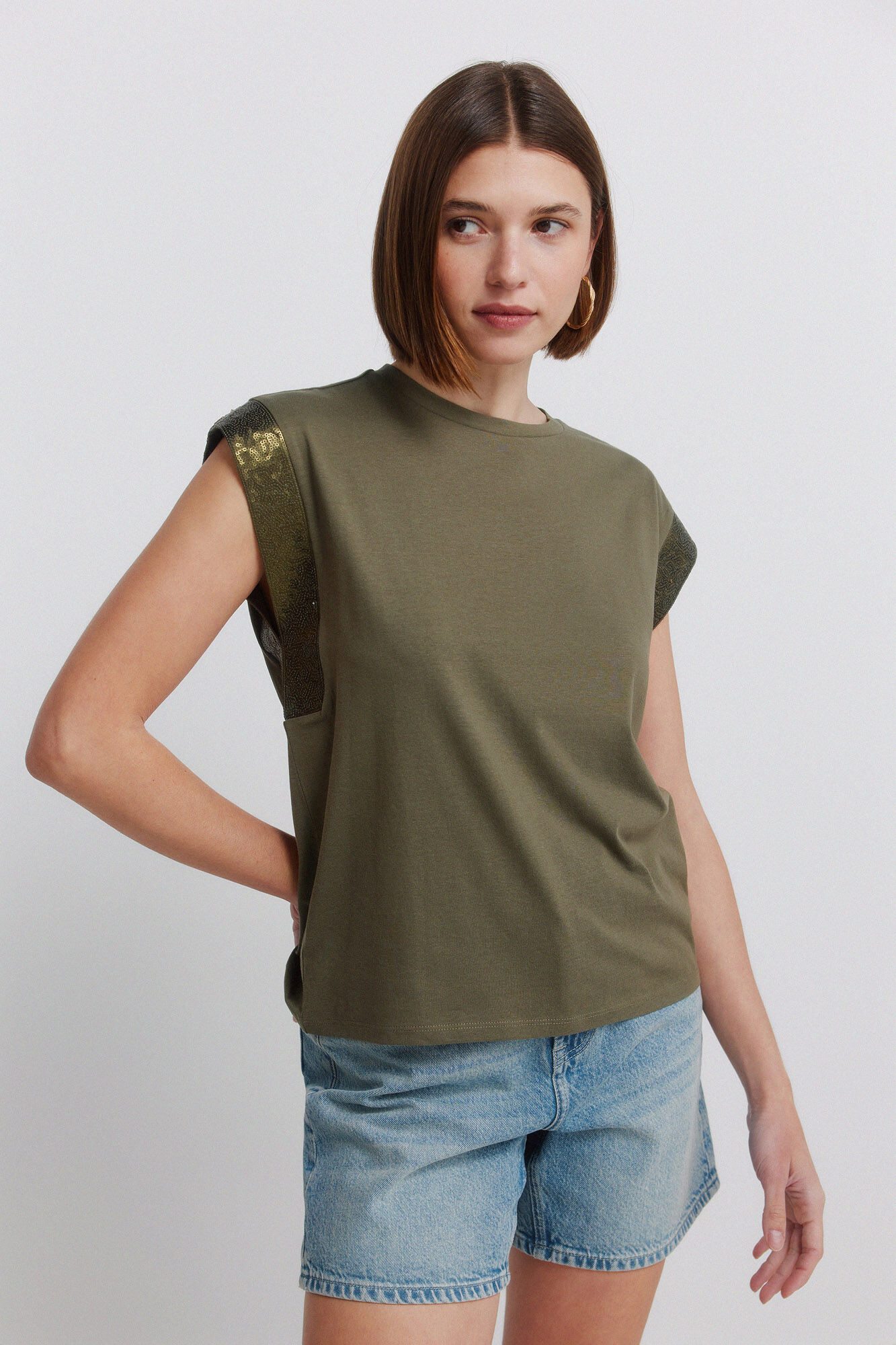 Springfield Playera de manga corta con lentejuelas