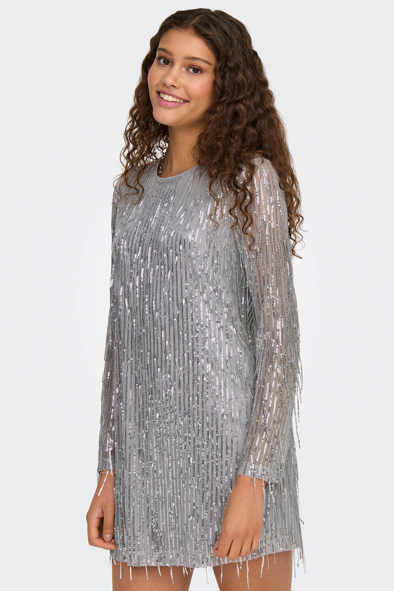 Only Vestido corto lentejuelas gris