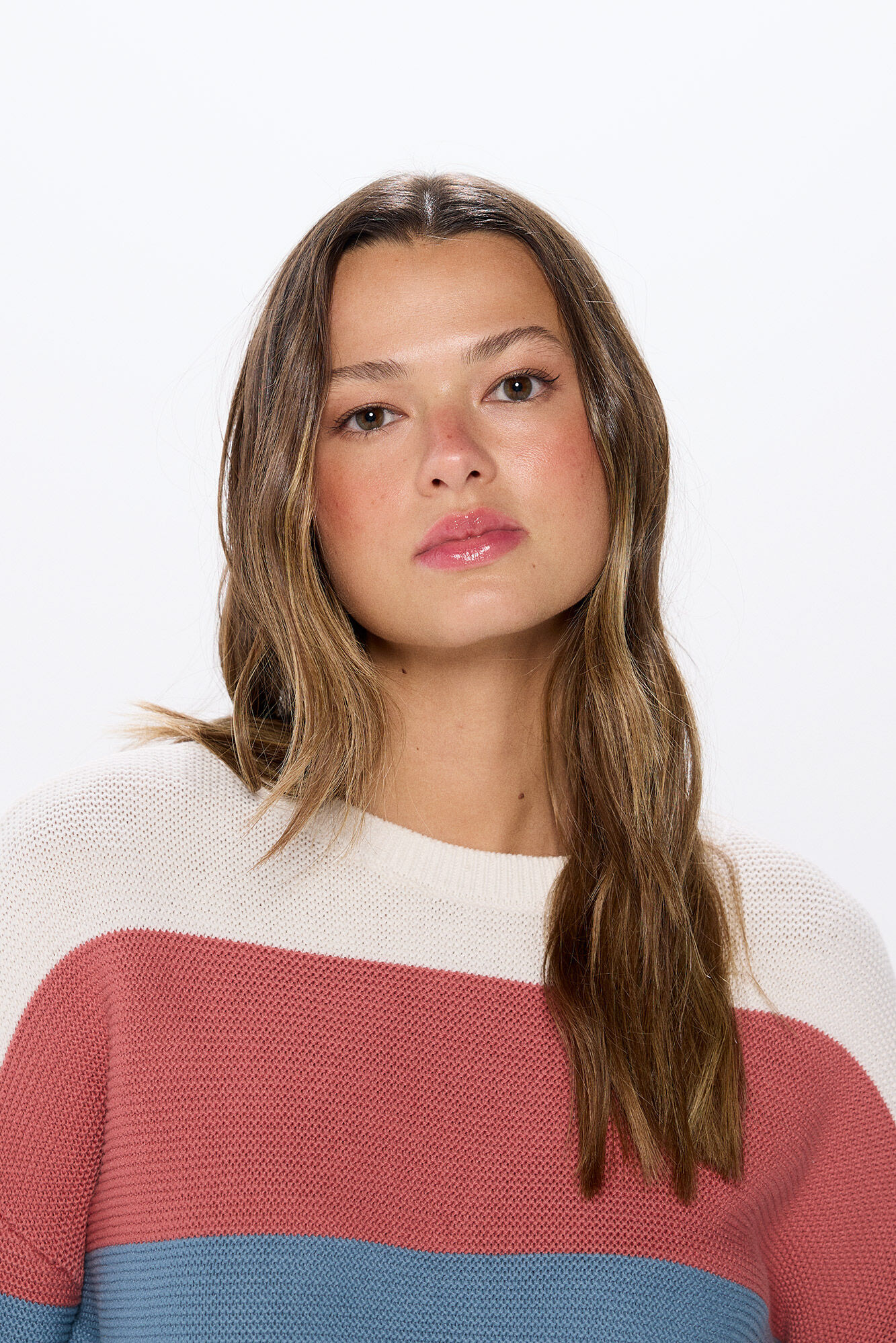 Springfield Su&eacute;ter rayas color block algod&oacute;n blanco