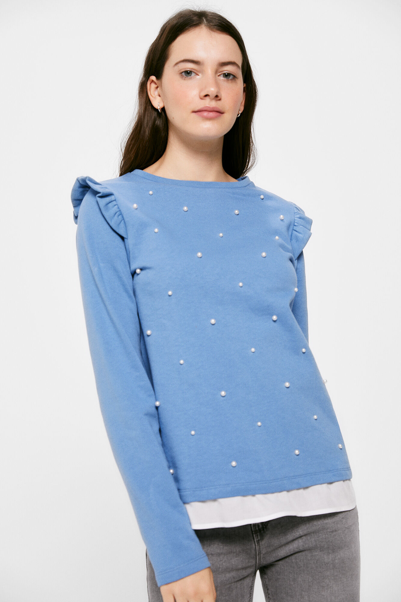 Springfield Sudadera Perlas Volantes azul indigo