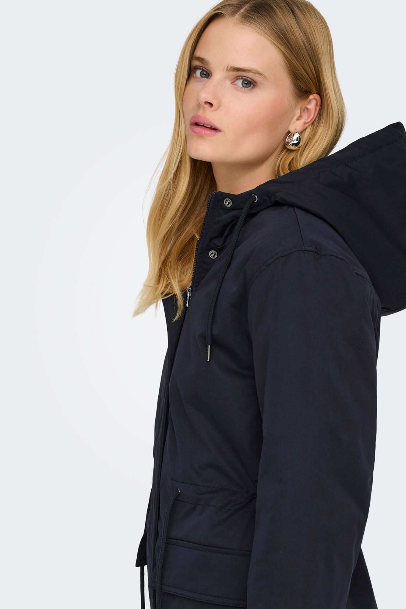 Only Parka con capucha marino