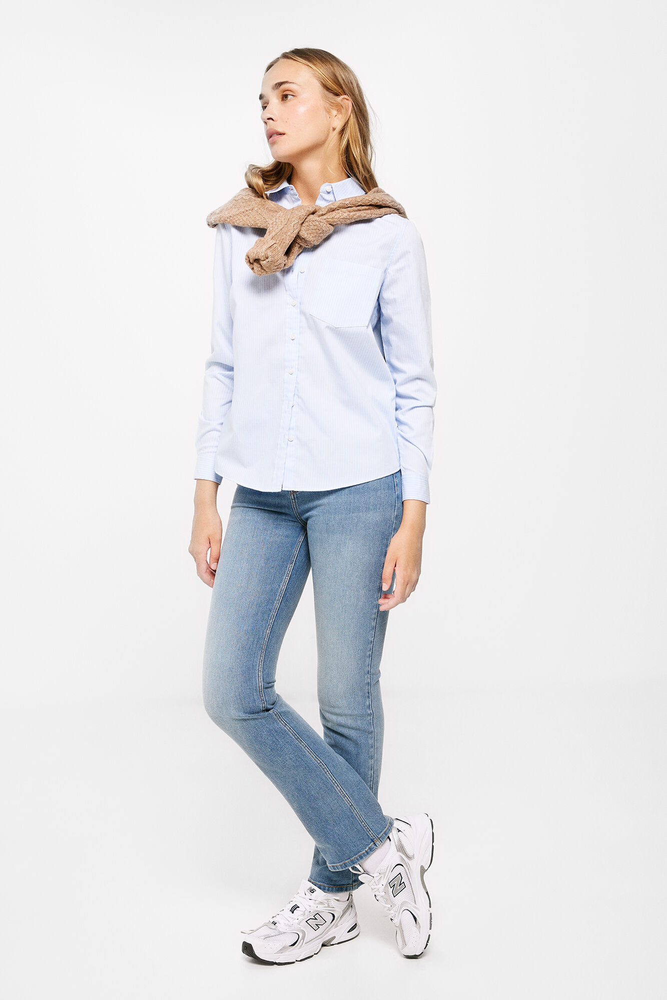 Springfield Blusa Rayas Algod&oacute;n azul mezcla