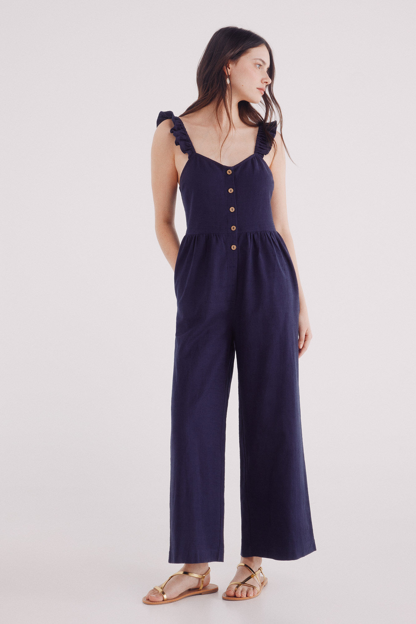 Springfield Jumpsuit tirantes volantes algod&oacute;n