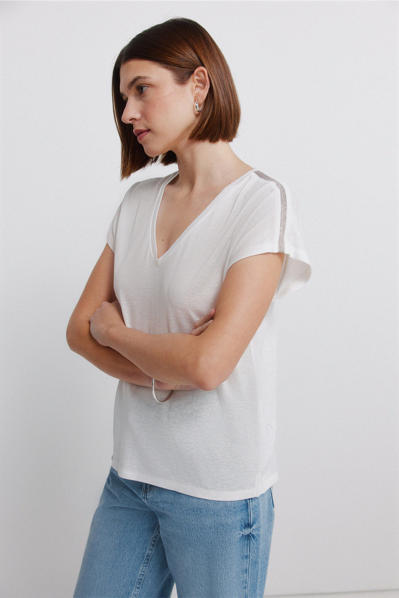 Springfield Playera manga murci&eacute;lago blanco