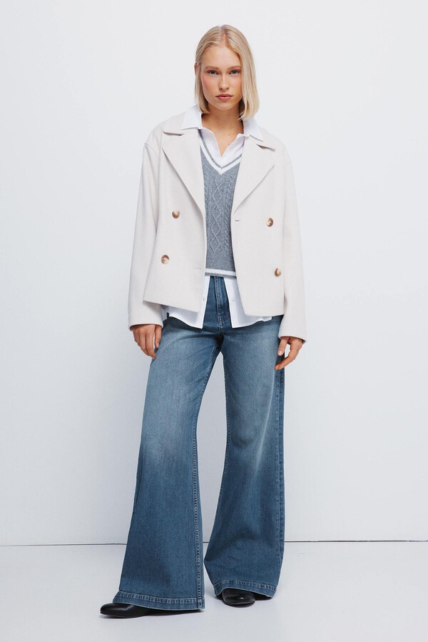 Springfield Abrigo short abrigo cruzado beige