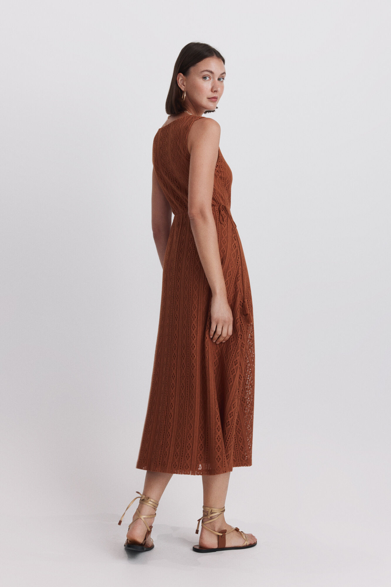 Springfield Vestido midi con estructura de cordones