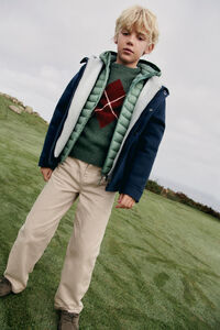 Springfield Kids Jersey caqui con estampado de rombos para niño