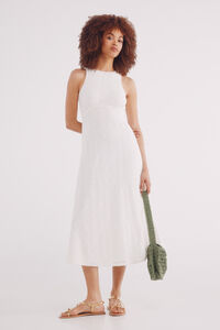 Springfield Vestido midi crochet blanco café