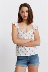 Springfield Playera de tirantes con volantes marfil