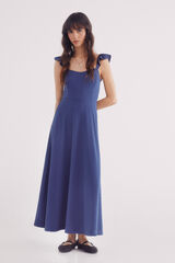 Springfield Vestido midi bordado suizo tirantes estampado