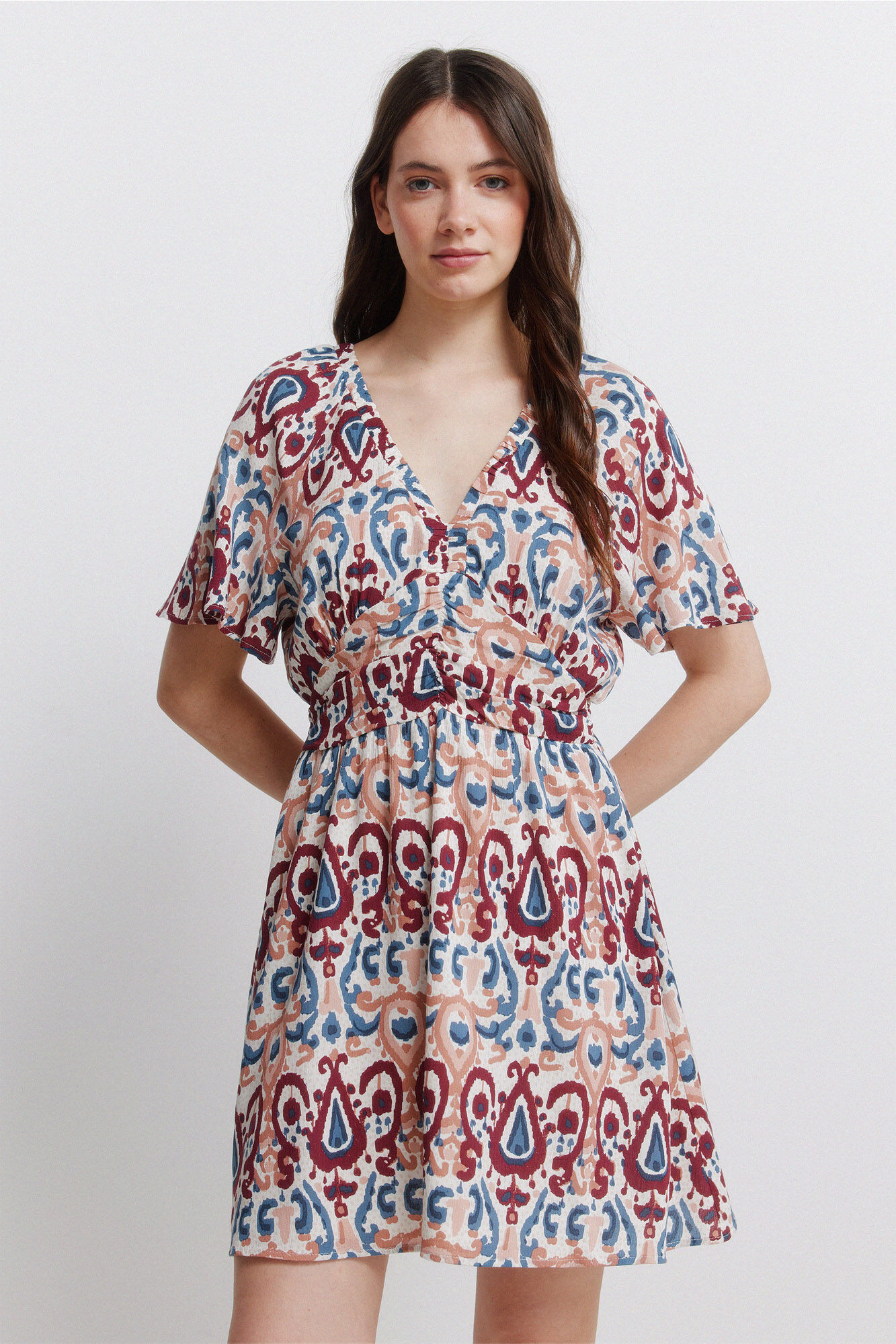 Springfield Vestido corto estampado beige