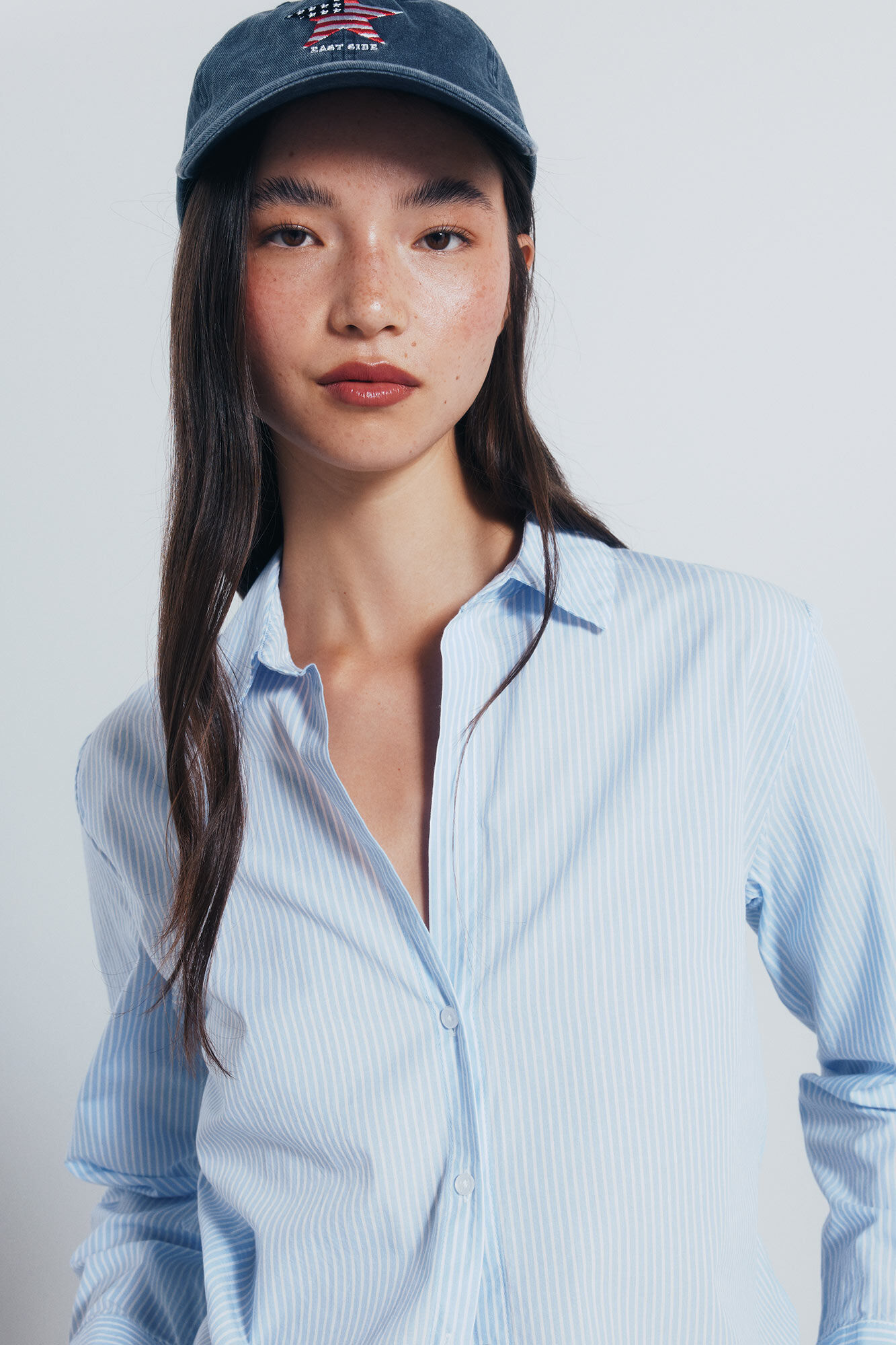 Springfield Camisa rayas larga azul