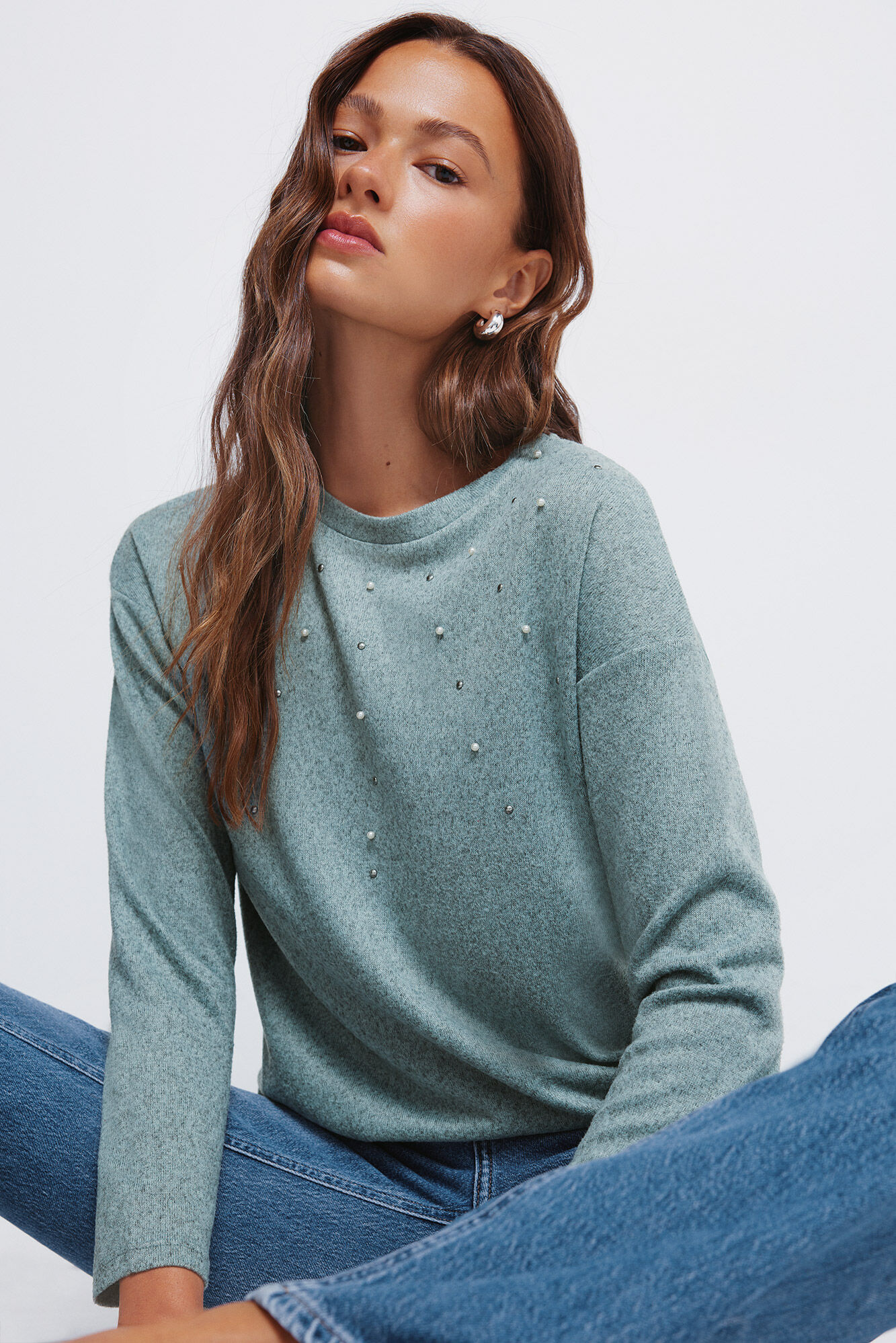 Springfield Playera con tachuelas posicionadas verde