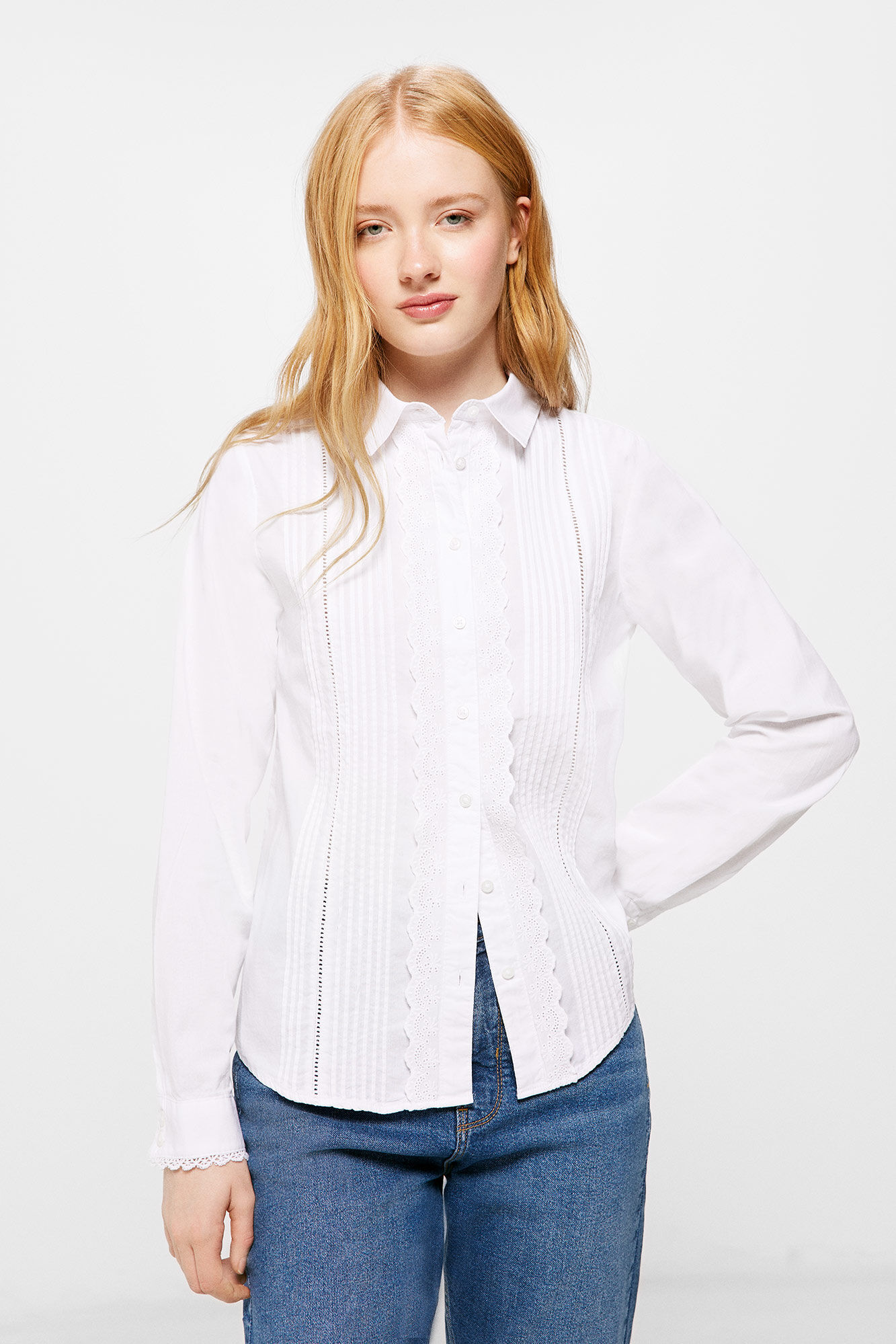 Camisa popelin blanca mujer online