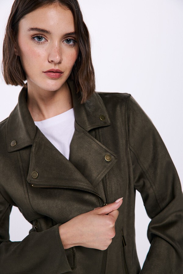 Springfield Chamarra motera antelina khaki