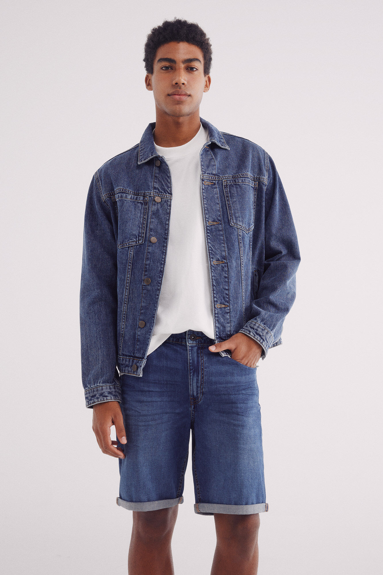 Springfield Bermuda vaquera ultra ligera regular fit turquesa