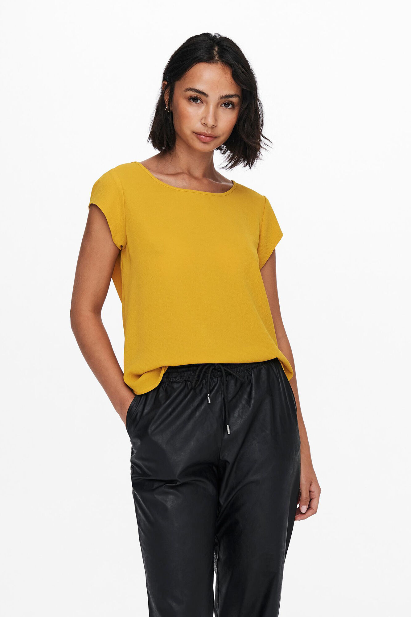 Only Playera manga corta amarillo