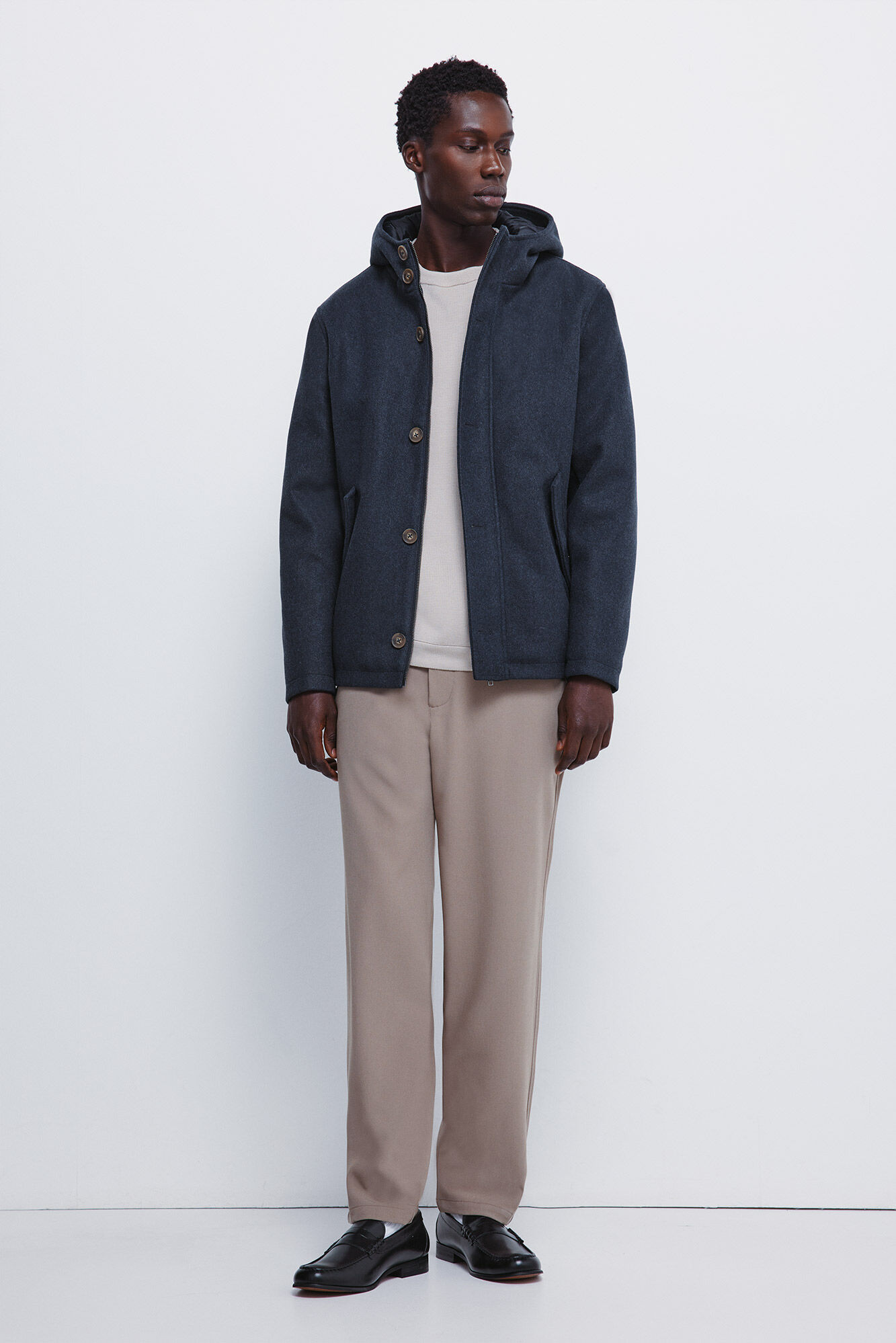 Springfield Parka short efecto lana azul