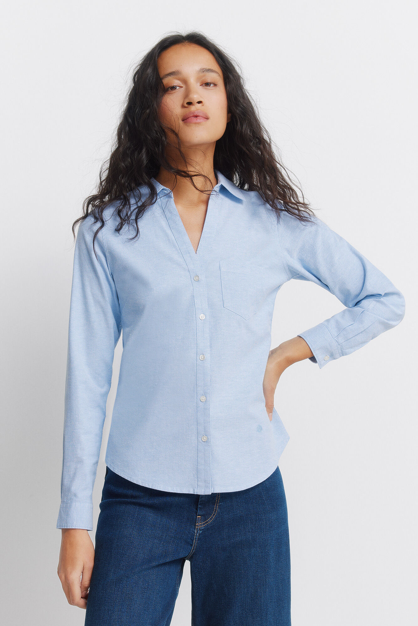 Springfield Camisa de algod&oacute;n Oxford con escote en PICO