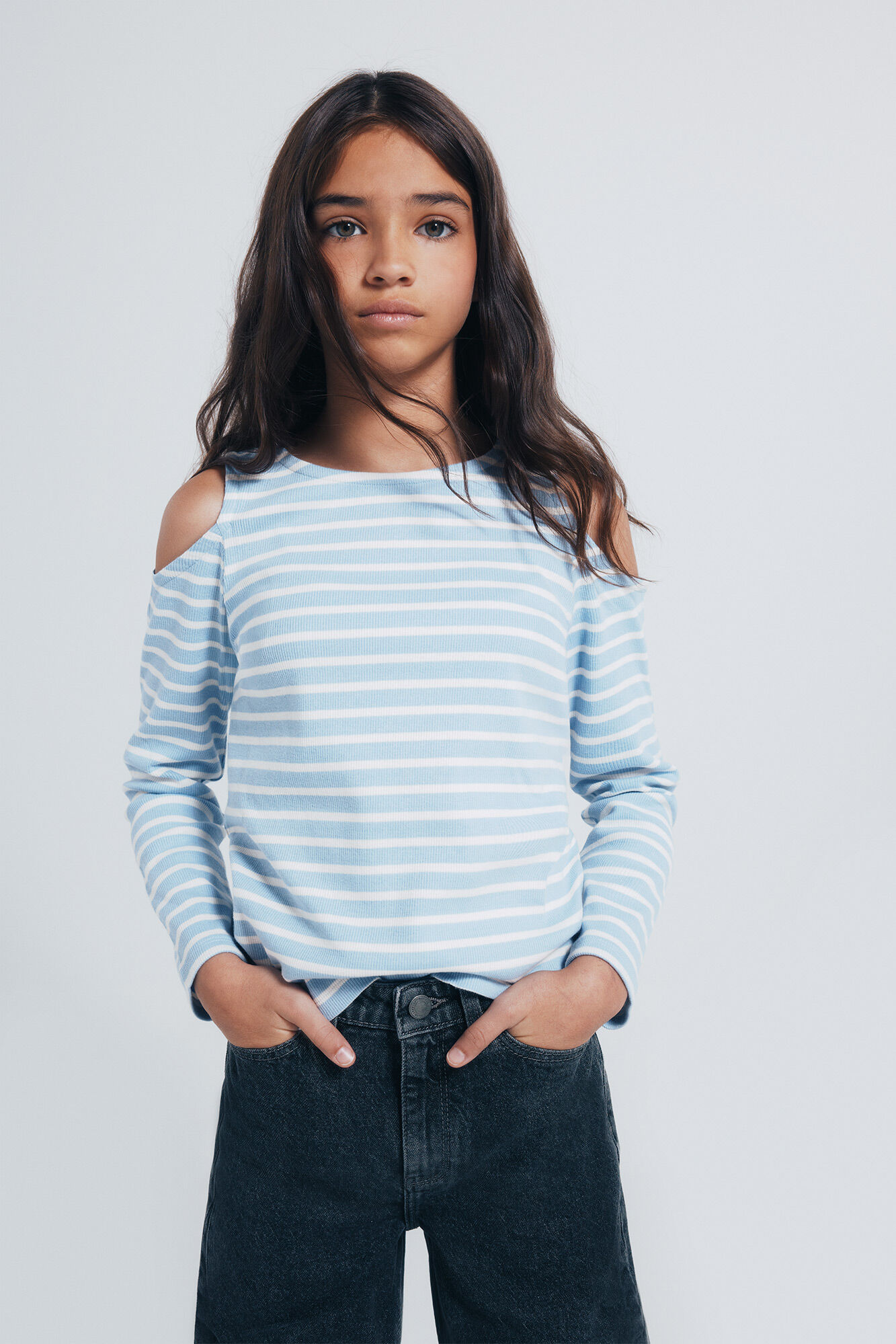 Springfield Kids Playera rib hombros descubiertos ni&ntilde;a azul