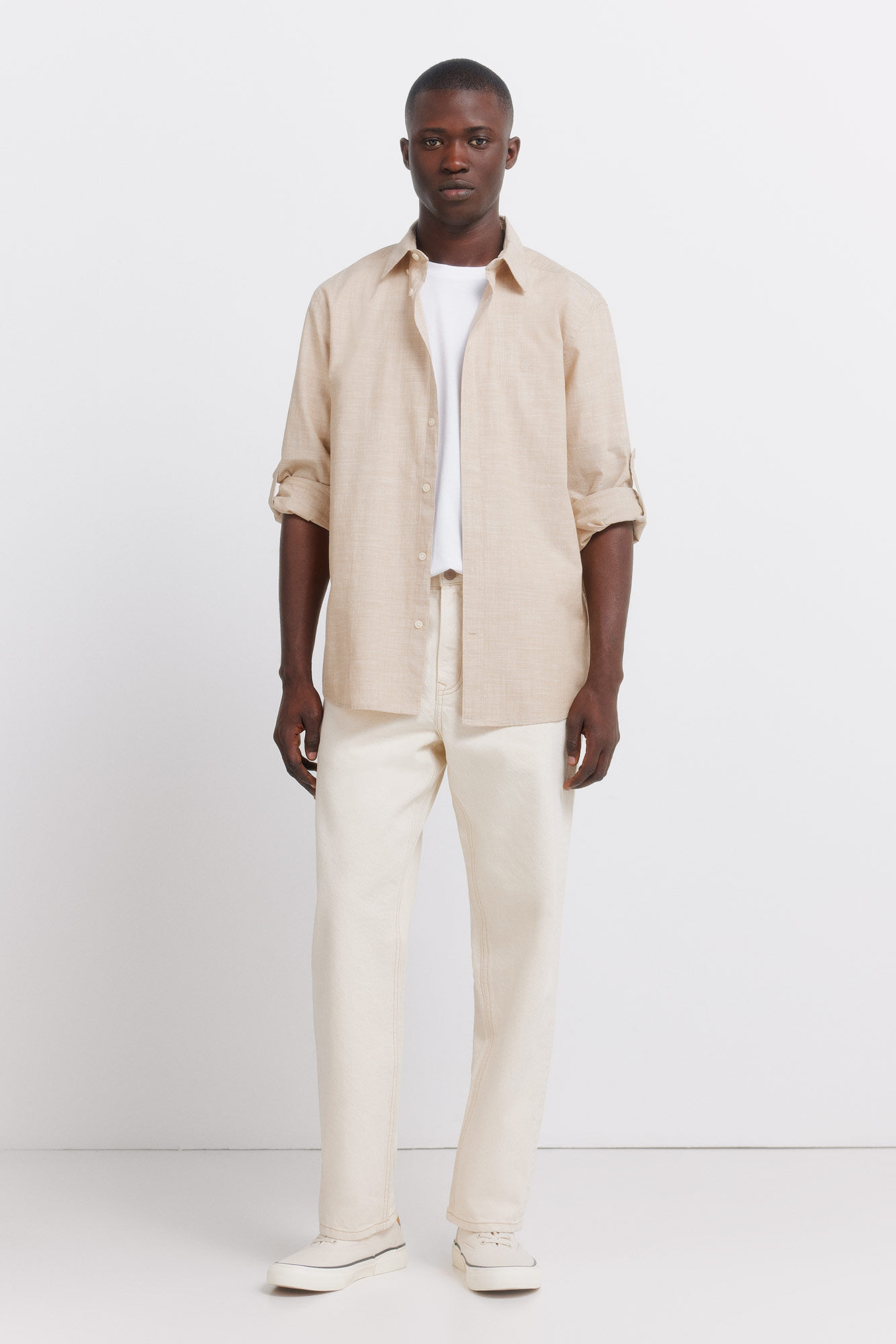 Springfield Camisa algod&oacute;n slub beige