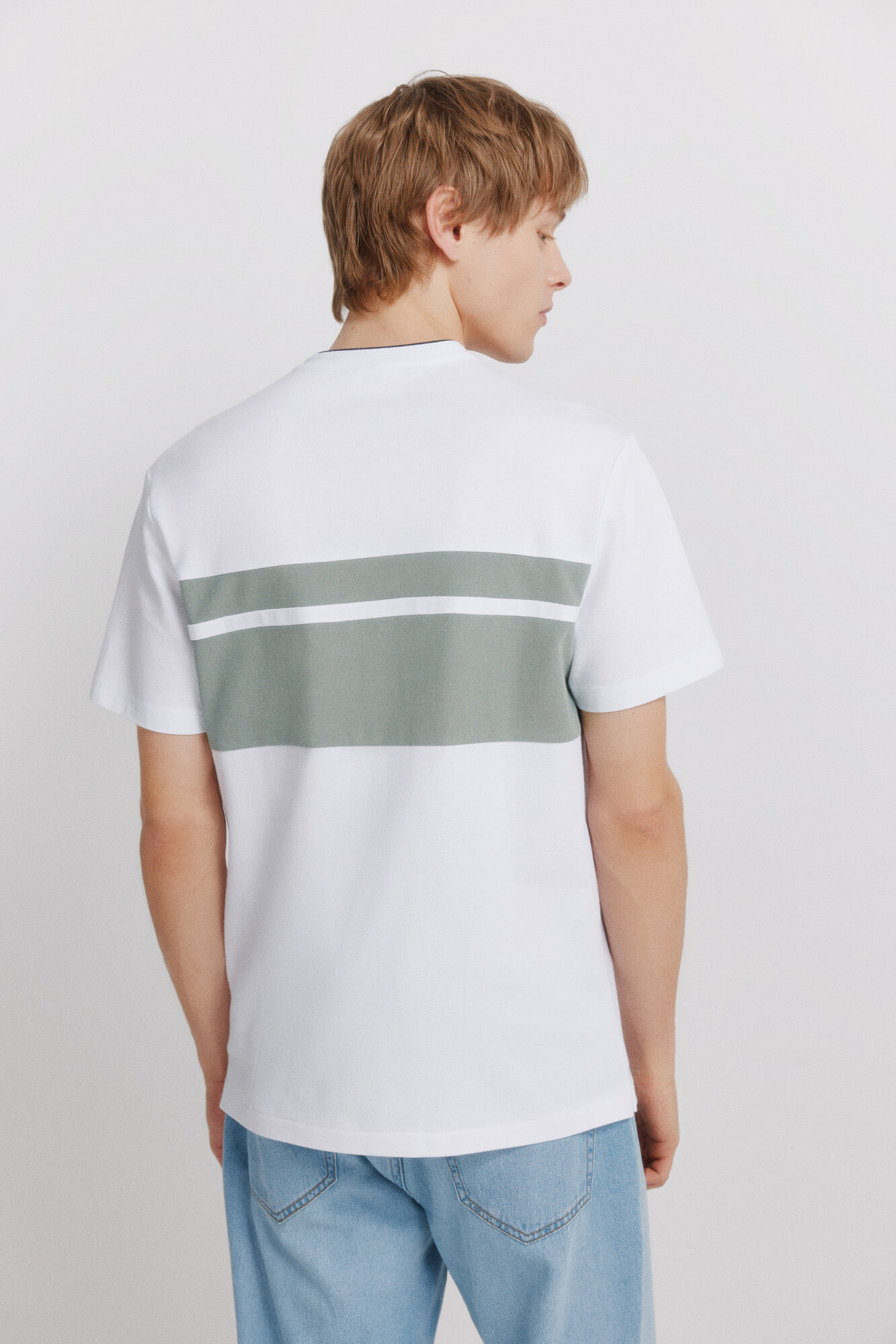 Springfield Polo de piqu&eacute; cuello mao bloque de color slim fit verde