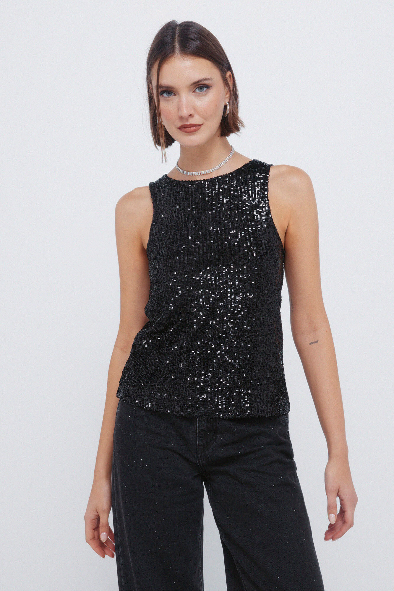 Springfield Playera con lentejuelas negro