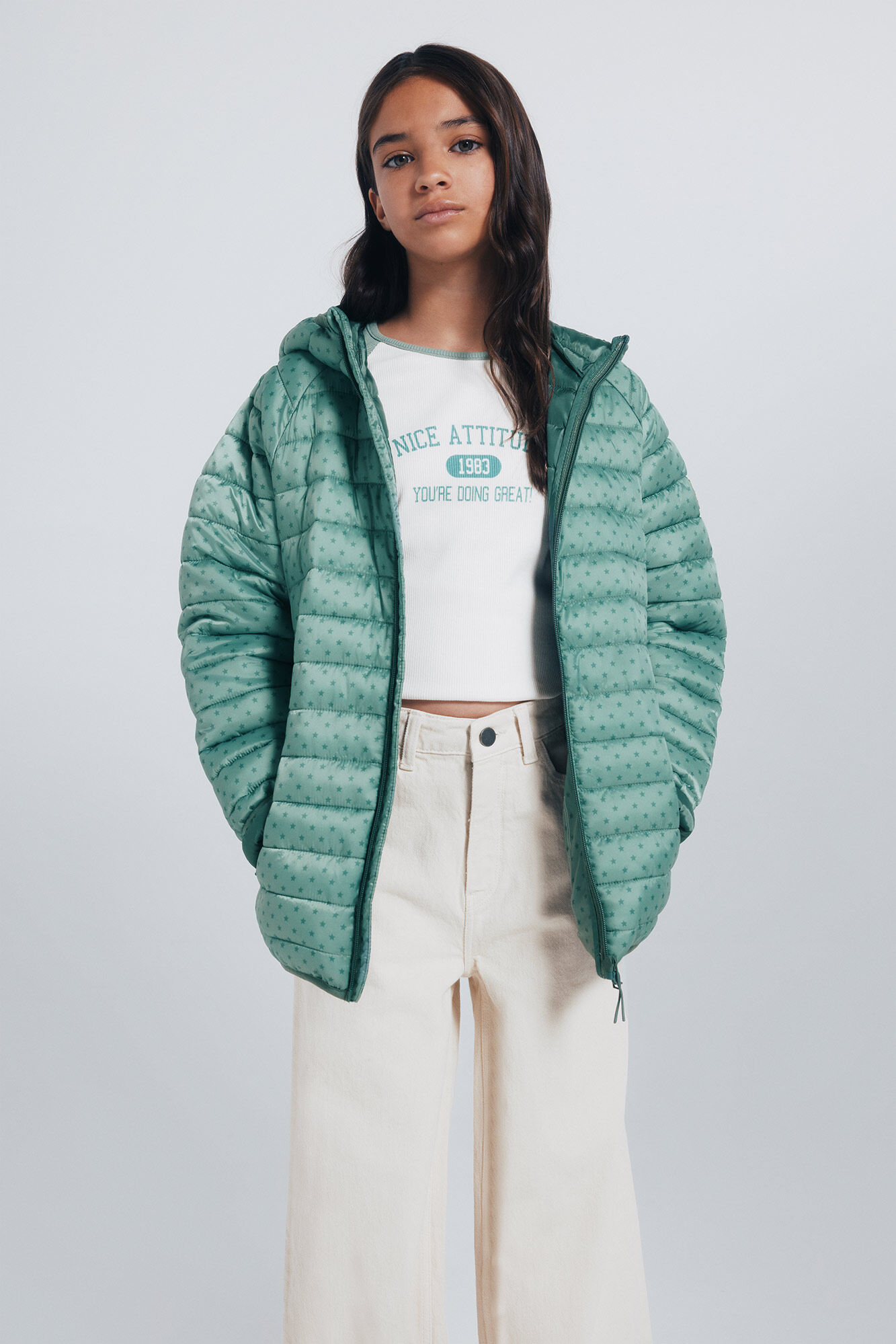 Springfield Kids Chaqueta acolchada estrellas ni&ntilde;a verde