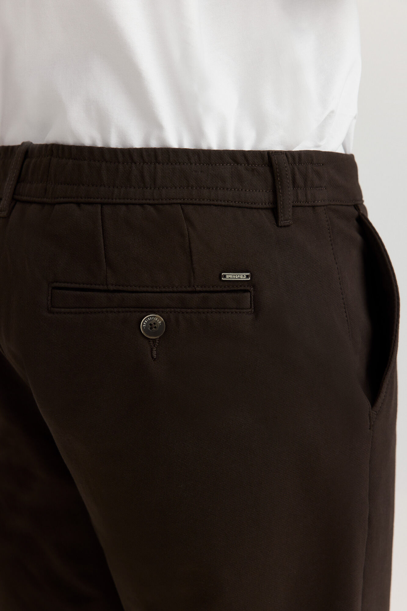 Springfield Pantal&oacute;n chino de tejido c&oacute;modo caf&eacute;