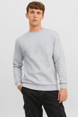 Jack & Jones Sudadera b&aacute;sica de cuello redondo gris