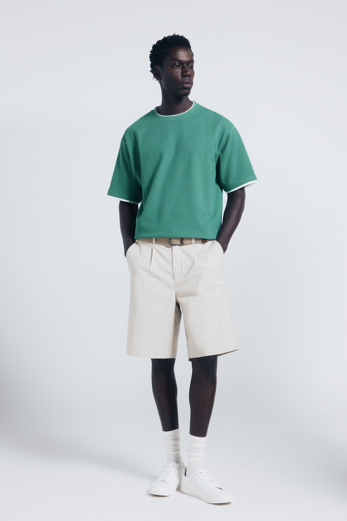 Springfield Camiseta doble mini waffle verde