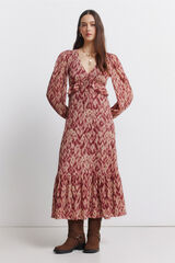 Springfield Vestido midi con volante en la cintura rojo