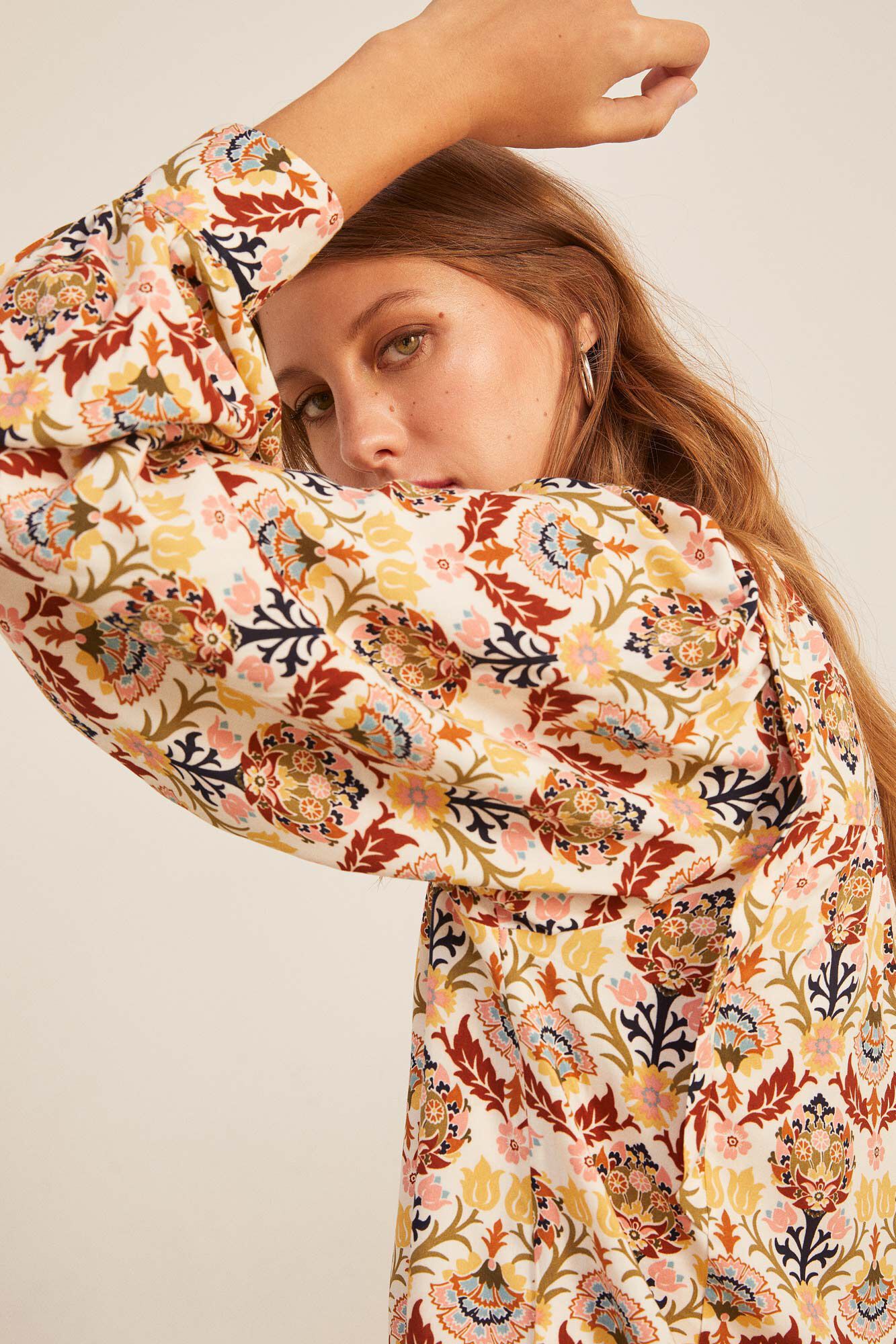 Springfield Blusa Estampada Volumen beige