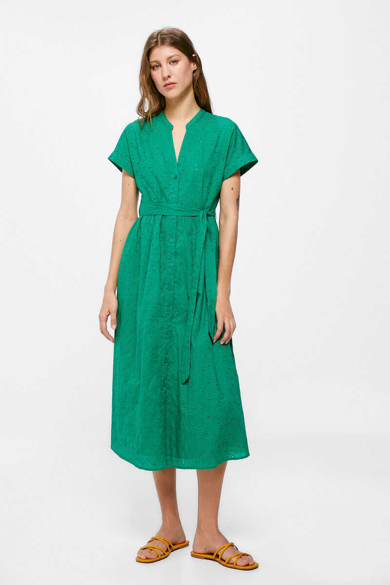 Springfield Vestido Midi Camisero Shiffly verde
