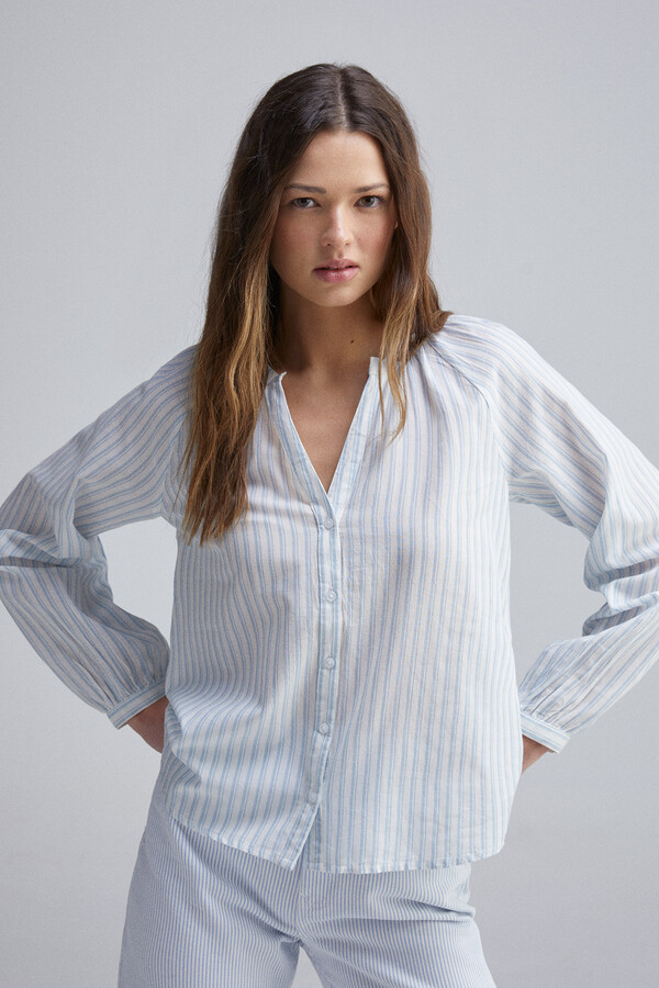 Springfield Blusa volumen cuello mao marfil