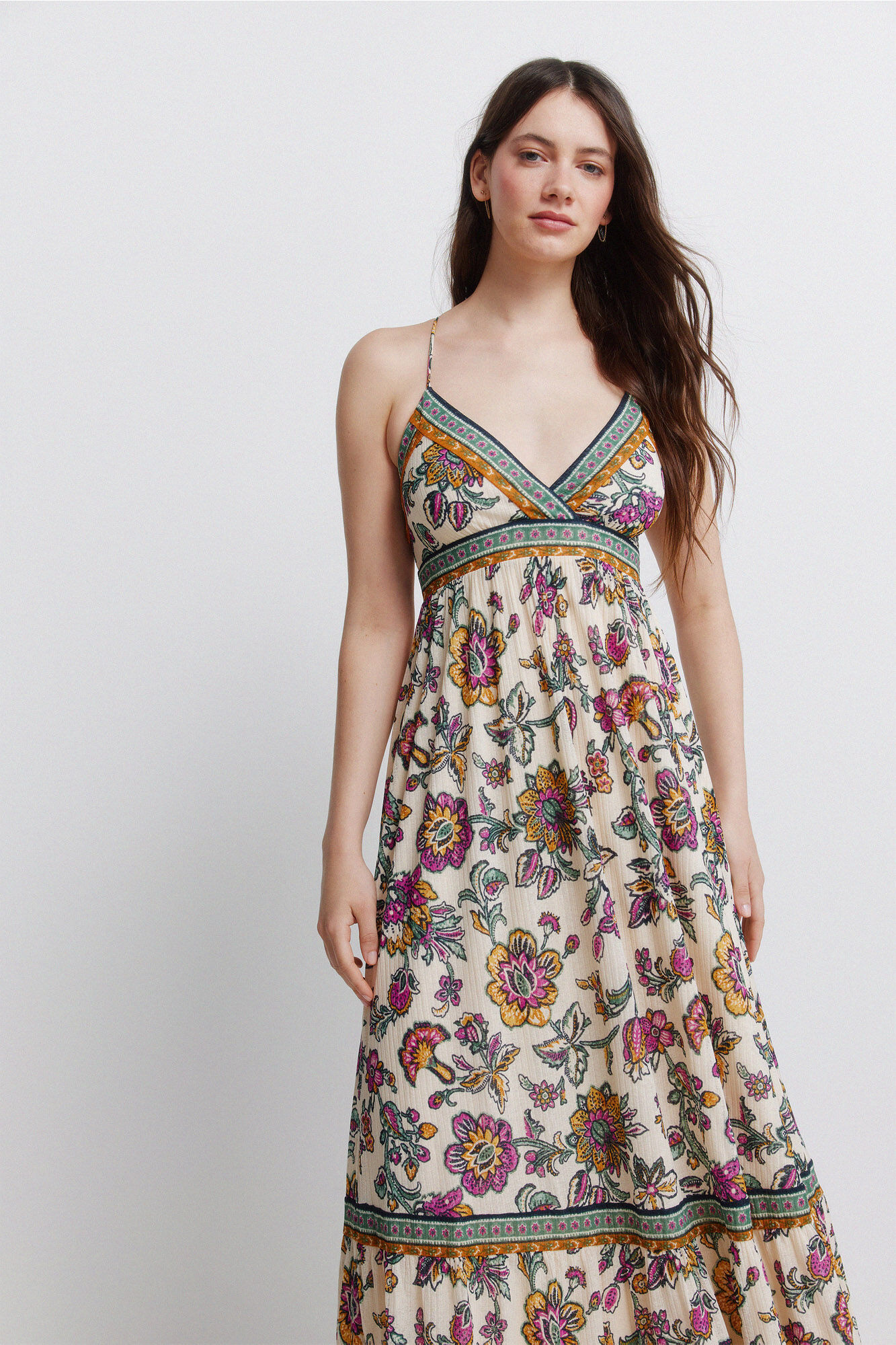 Springfield Vestido estampado de tirante cruzado estampado