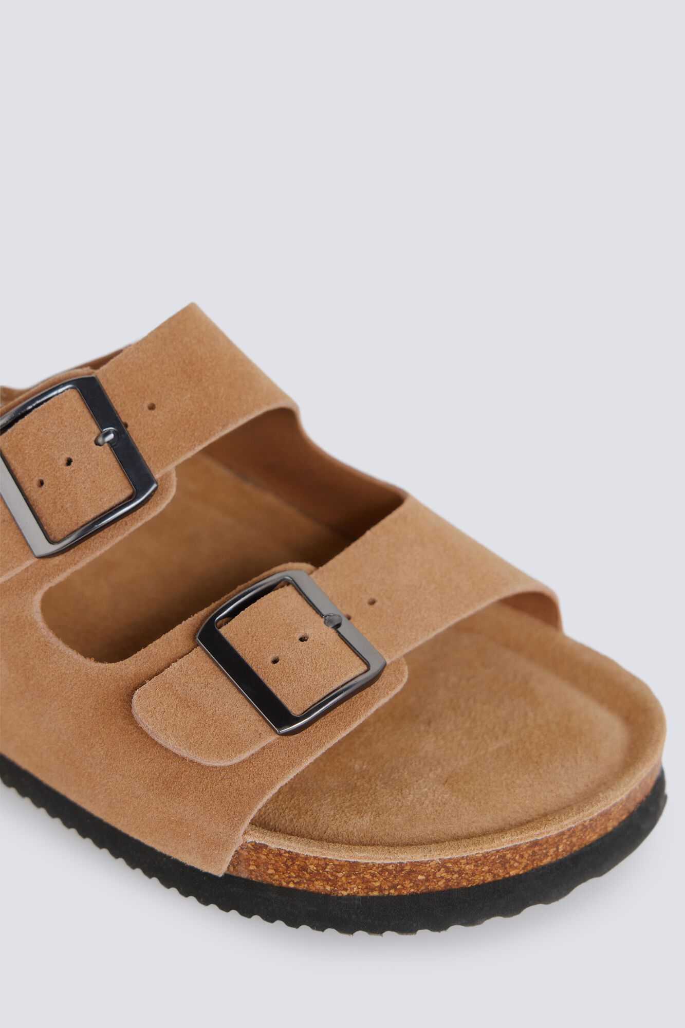 Springfield Sandalia de piel con doble hebilla caf&eacute;