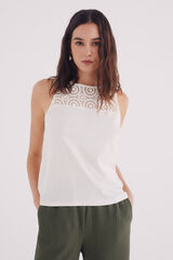 Springfield Playera combinada crochet beige