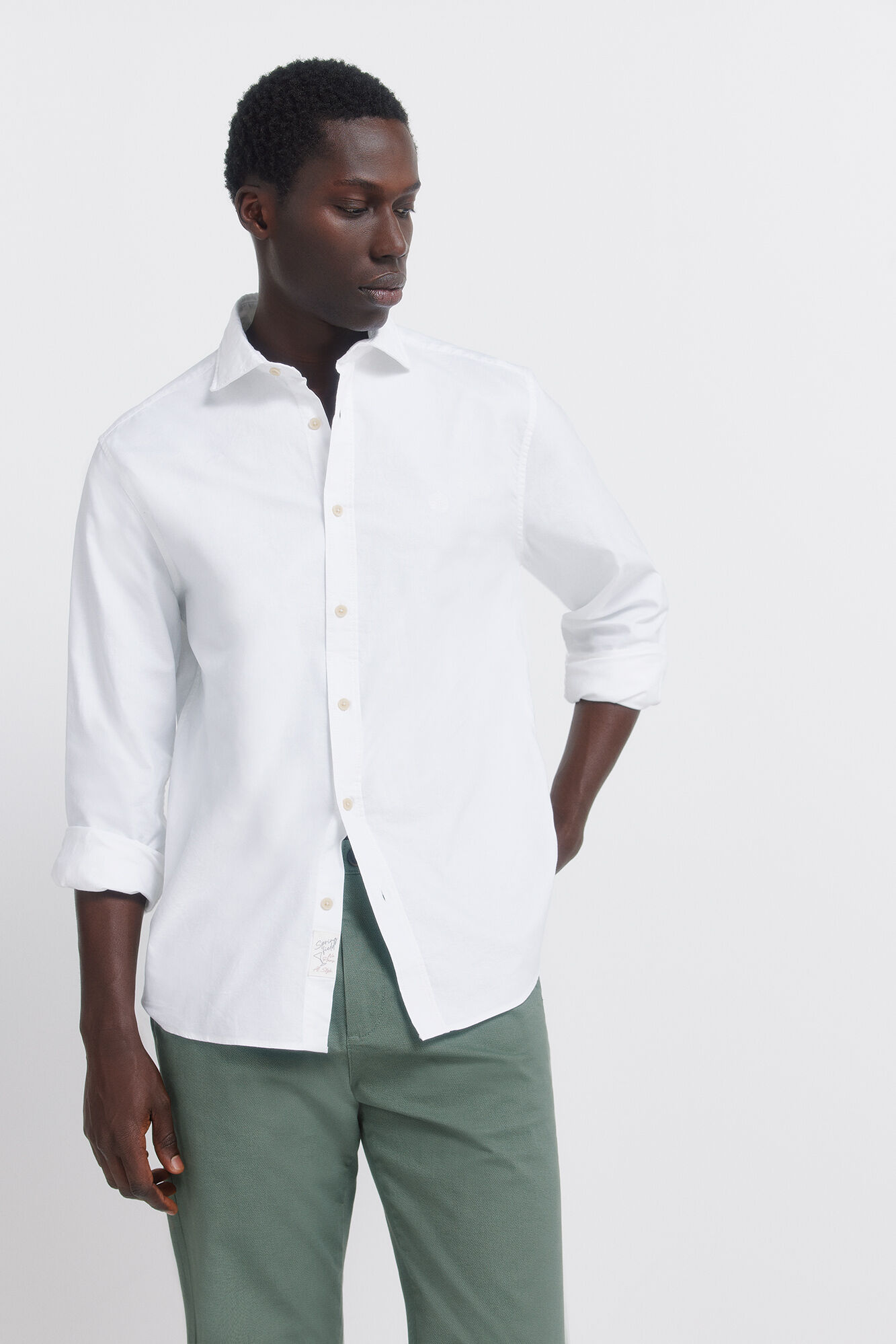 Springfield Pantal&oacute;n microestampado slim fit verde