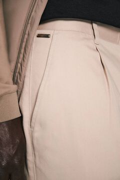 Springfield Pantalón pliegues wide fit beige