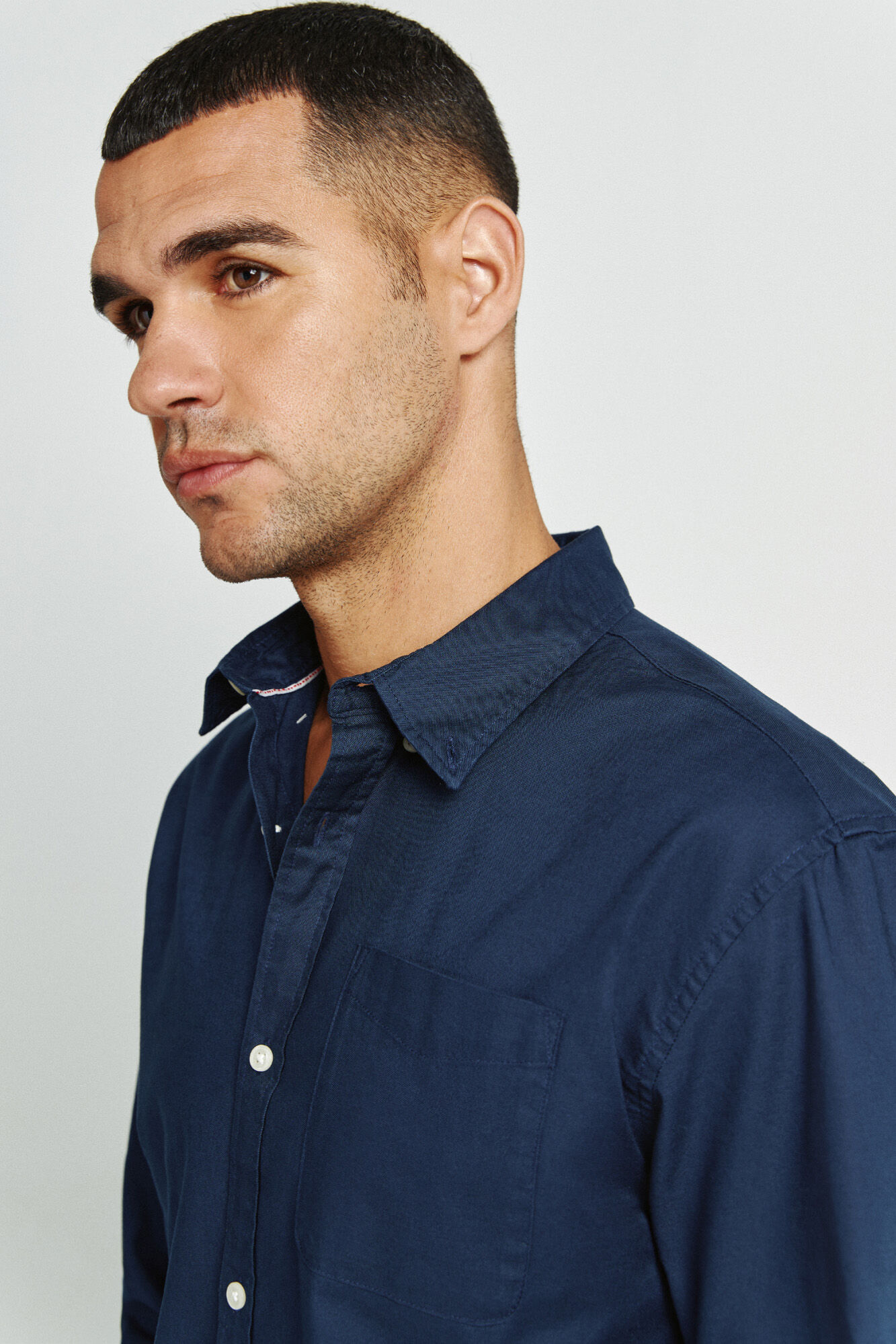 Jack & Jones Camisa oxford de algod&oacute;n marino