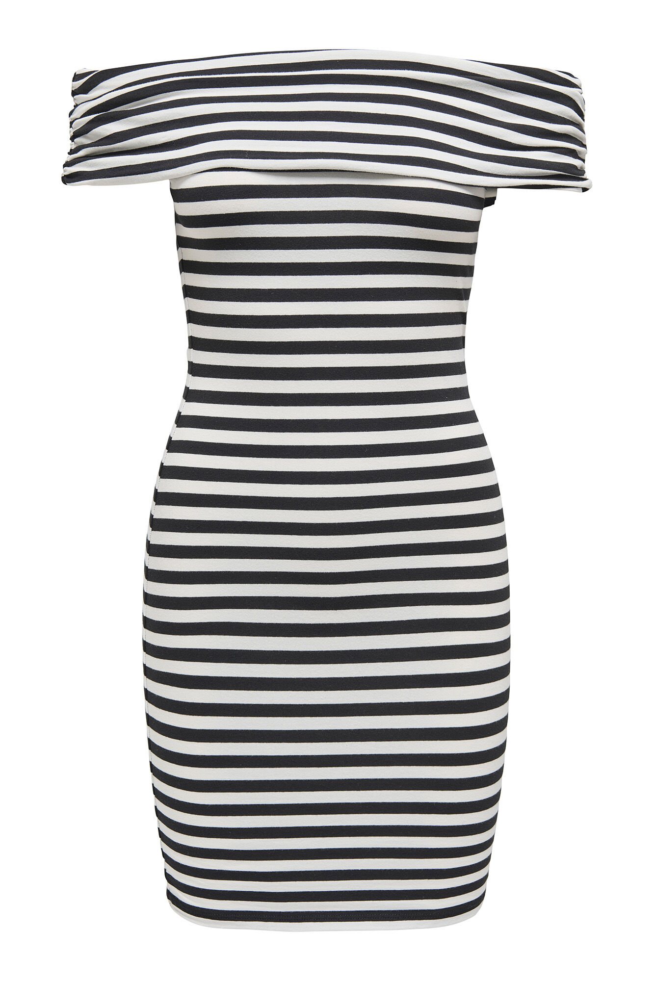 Only Vestido corto hombros descubiertos natural