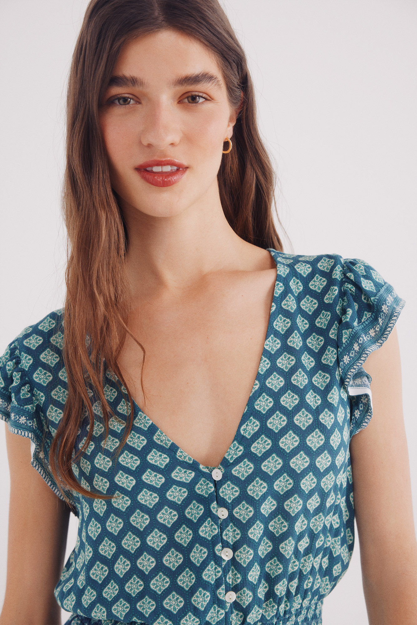 Springfield Vestido corto con cintura el&aacute;stica y estampado.