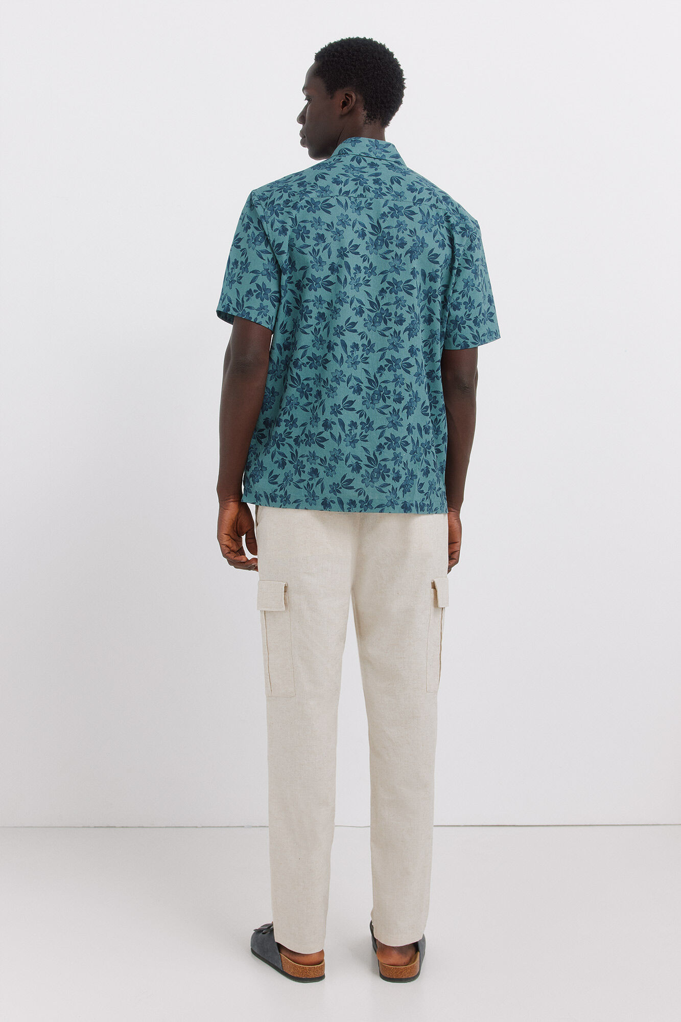 Springfield Pantal&oacute;n cargo de lino slim fit blanco