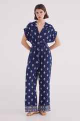 Springfield Jumpsuit camisero largo estampado azul