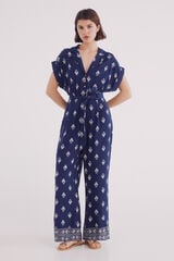 Springfield Jumpsuit camisero largo estampado azul