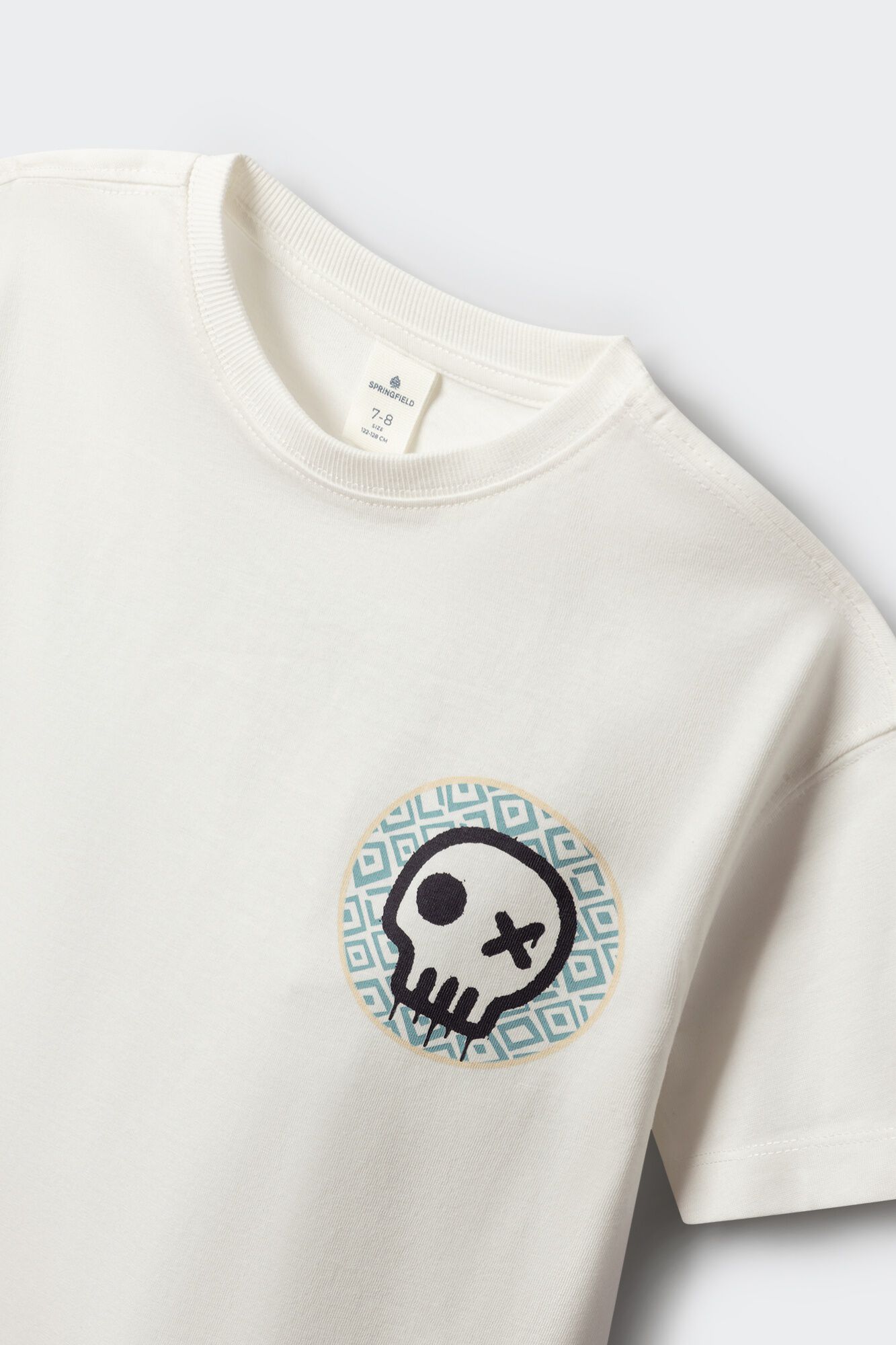 Springfield Kids Playera de manga corta de calavera para ni&ntilde;o marfil
