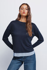 Springfield Playera combinada con botones laterales marino